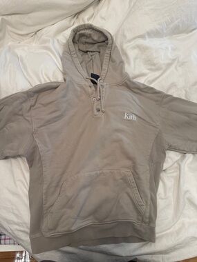 Kith Taupe Pullover Hoodie with Chest Logo